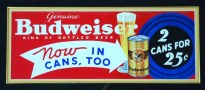 Budweiser "Now In Cans..." Framed Paper Sign Photo 2