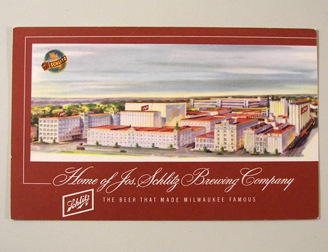1949 Schlitz Factory Scene Post Card Beer