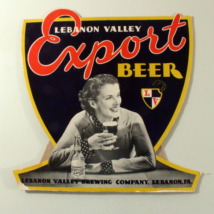 Lebanon Valley Export Beer Die-Cut Cardboard Sign Beer
