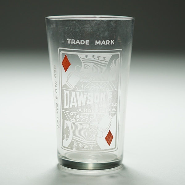 Dawson's King of Diamonds Playing Card NARROW Etched Glass Beer