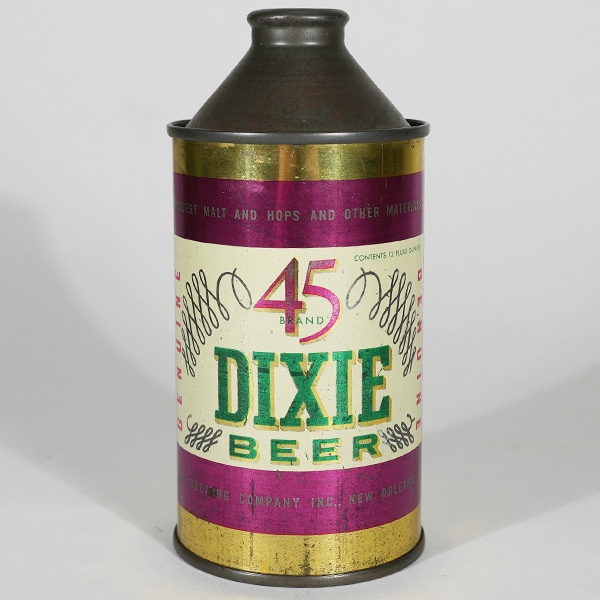 Dixie 45 Cone Top Beer Can NEW ORLEANS 159-19 Beer