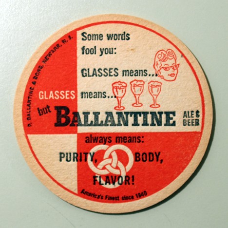 Ballantine Ale & Beer - Glasses (No Union Label) Beer