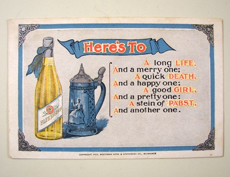 Here's To A Stein of Pabst 1905 Post Card Beer