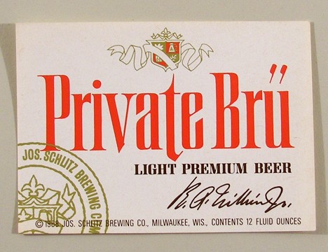 Private Bru Light Premium Beer (Test Label) Beer