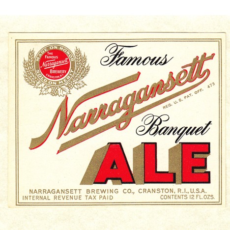 Narragansett Banquet Ale Beer Label Red/Gold Beer