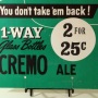 Cremo Ale No Deposit Bottles Cardboard Sign Photo 3